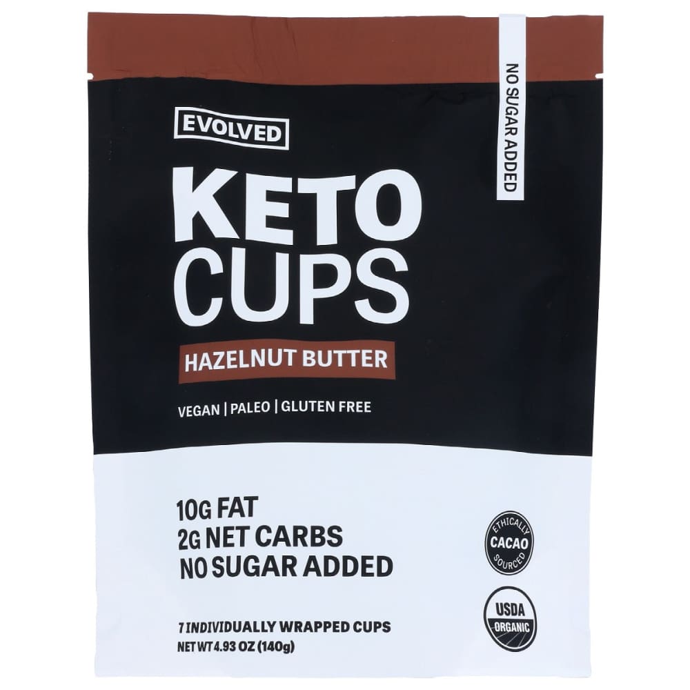 EVOLVED CHOCOLATE: Hazelnut Butter Keto Cups 4.93 oz (Pack of 3) - EVOLVED CHOCOLATE