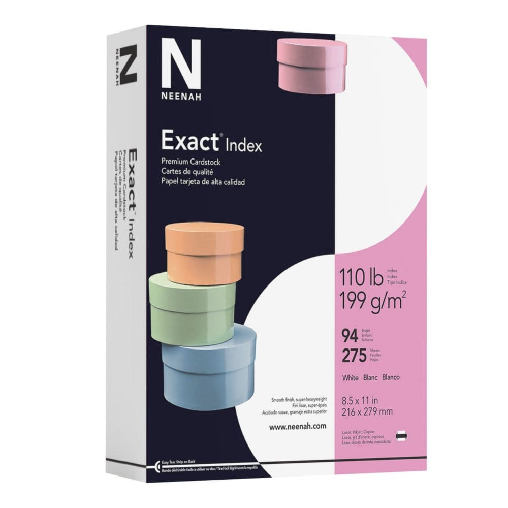 Exact Index Cardstock 8.5 x 11 110 lb/199 GSM White 275 Sheets - Copy & Multipurpose Paper - Exact