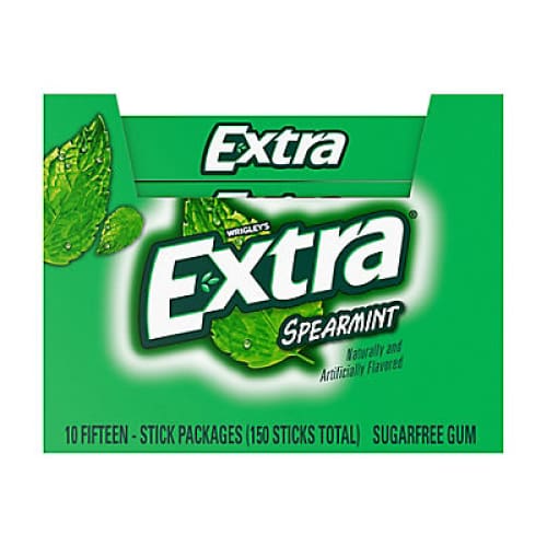 Extra Gum Spearmint Sugar-Free Chewing Gum 10 pk./15 ct. - Home/Grocery/Candy/Gum & Mints/ - Extra
