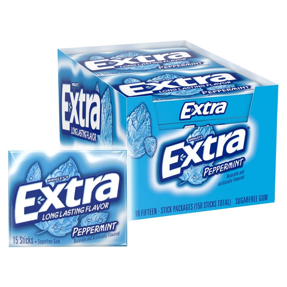 Extra Peppermint Sugar Free Chewing Gum Bulk Pack (15 ct. 10 pk.) - Bulk Candy - Extra