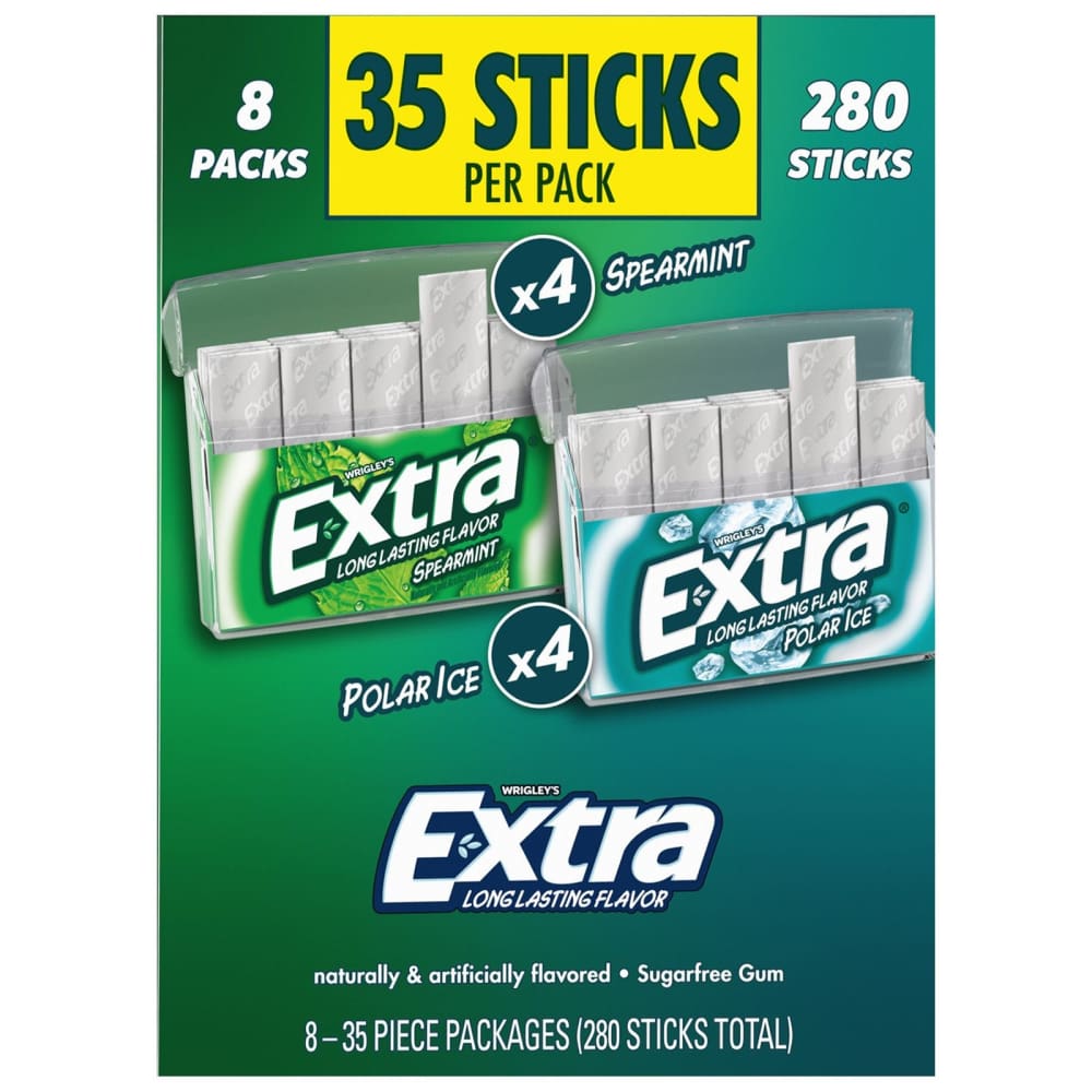 Extra Polar Ice & Spearmint Sugar Free Chewing Gum Variety Pack 8 pk. - Home/Grocery Household & Pet/Canned & Packaged Food/Candy Gum &