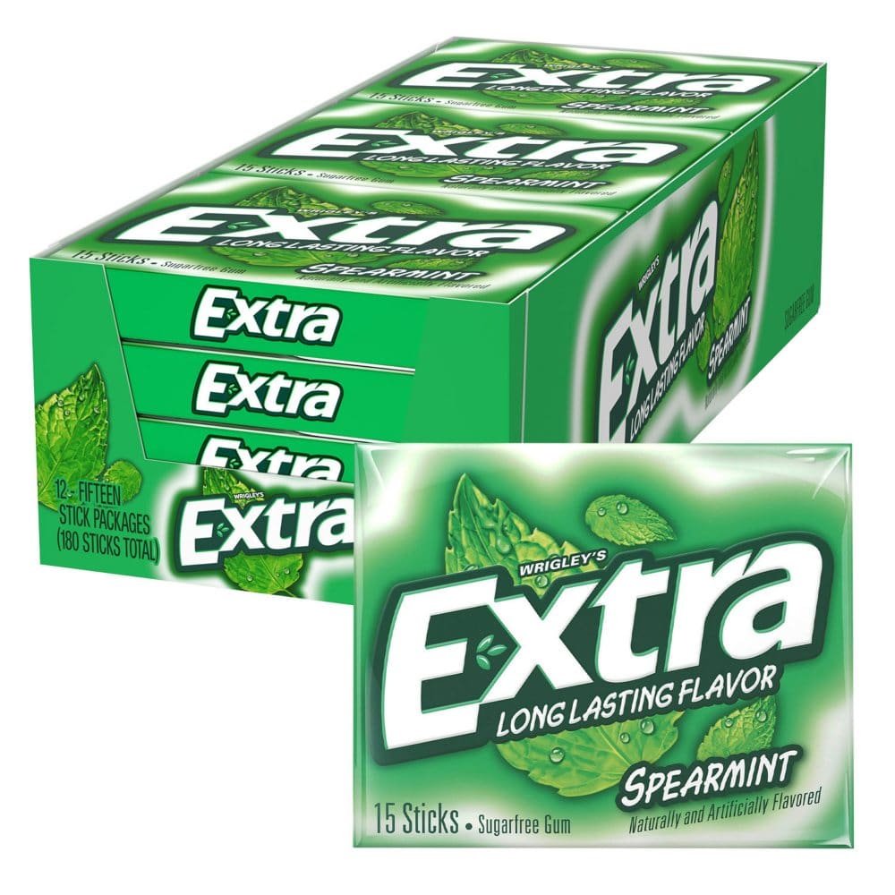 Extra Spearmint Sugar Free Chewing Gum Bulk Pack (15 ct. 12 pk.) - Bulk Pantry - Extra