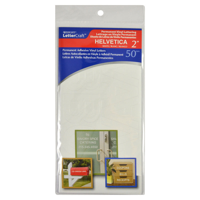 2In White Helvetica Vinyl Letters Permanent (Pack of 12)