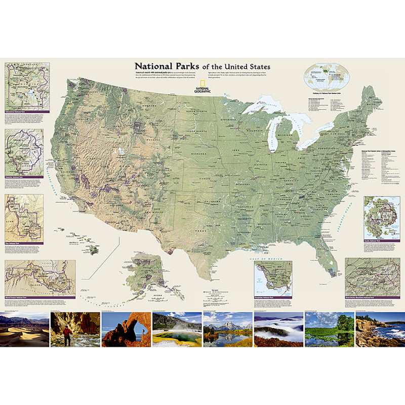 National Parks Of The Us Map Laminated
