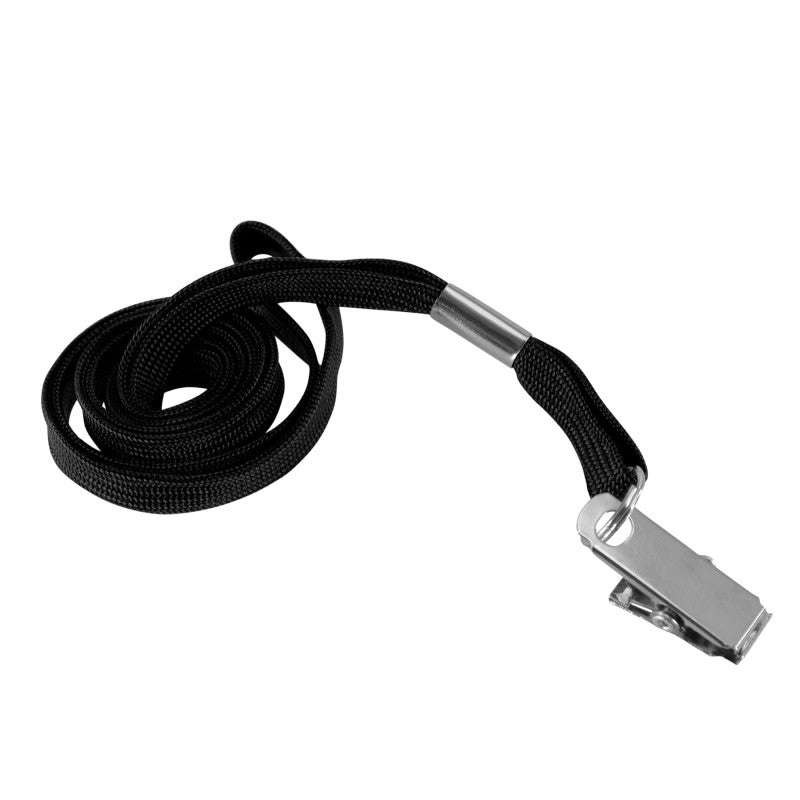 Lanyard Flat Black with Clip 100/Pk