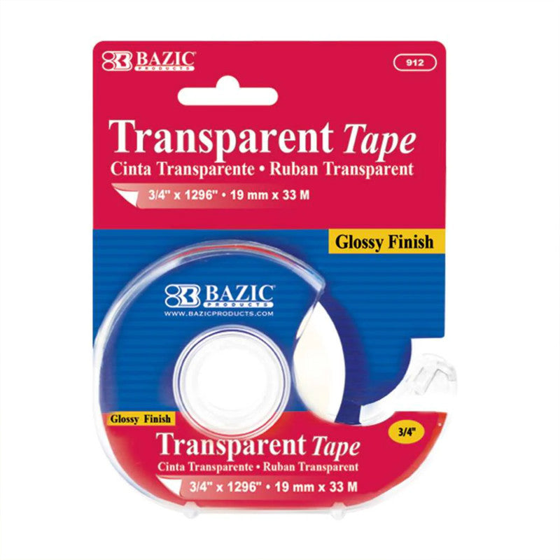 Transparent Tape with  Dispenser 0.75 X 1296In (Pack of 12)