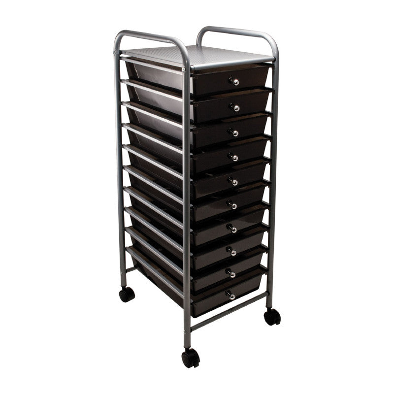 10-Drawer Rolling Cart Smoke