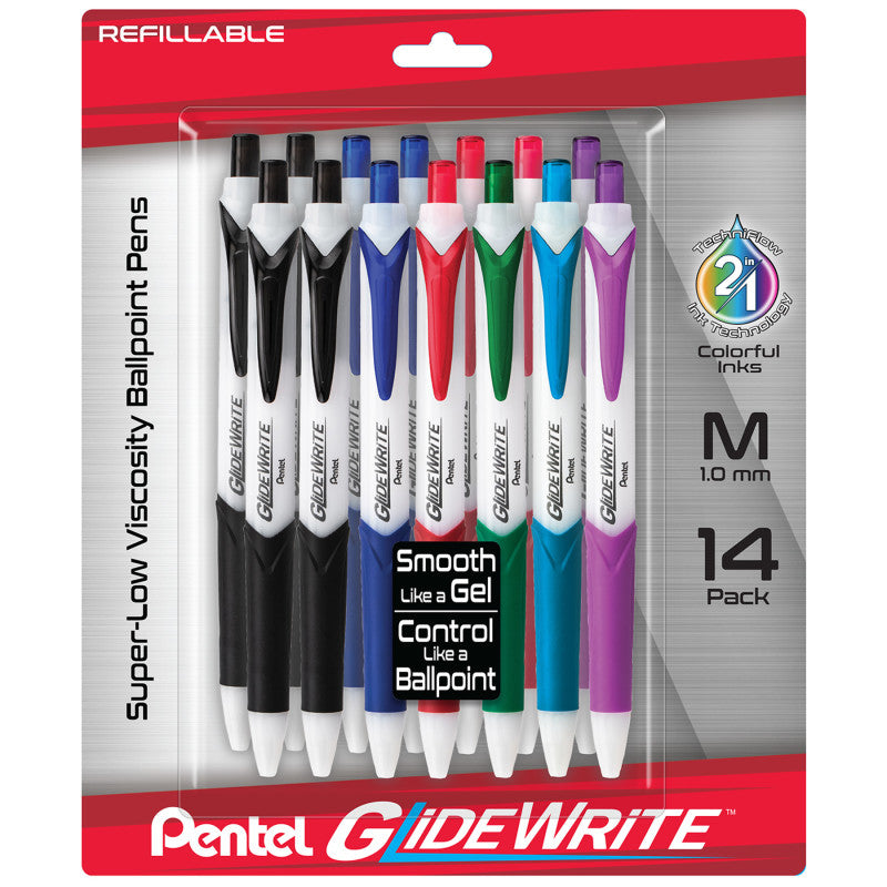 Glidewrite Ballpoint Pen Asst 14Pk 1.0Mm Medium with Techniflo