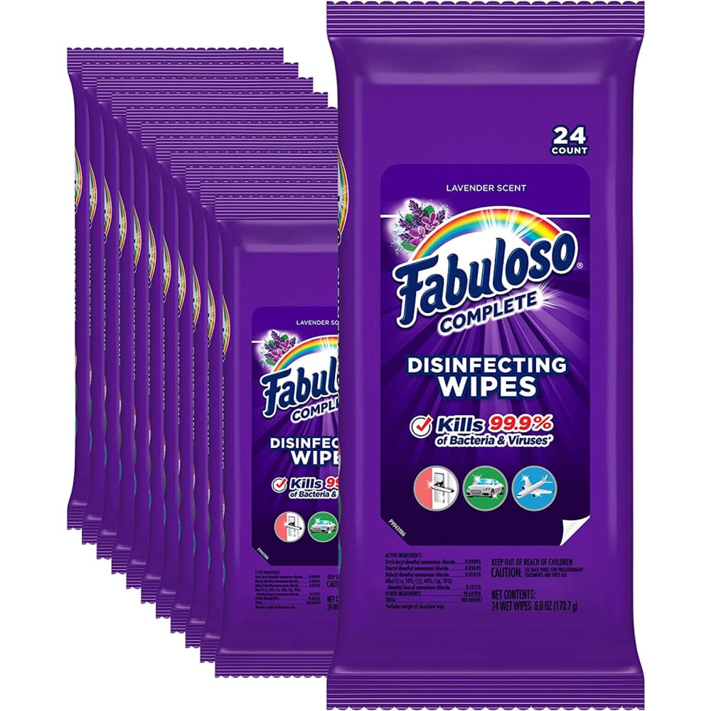 Fabuloso Complete Wipes Lavender 24 Count 12 Pack - Disinfecting Wipes - FABULOSO