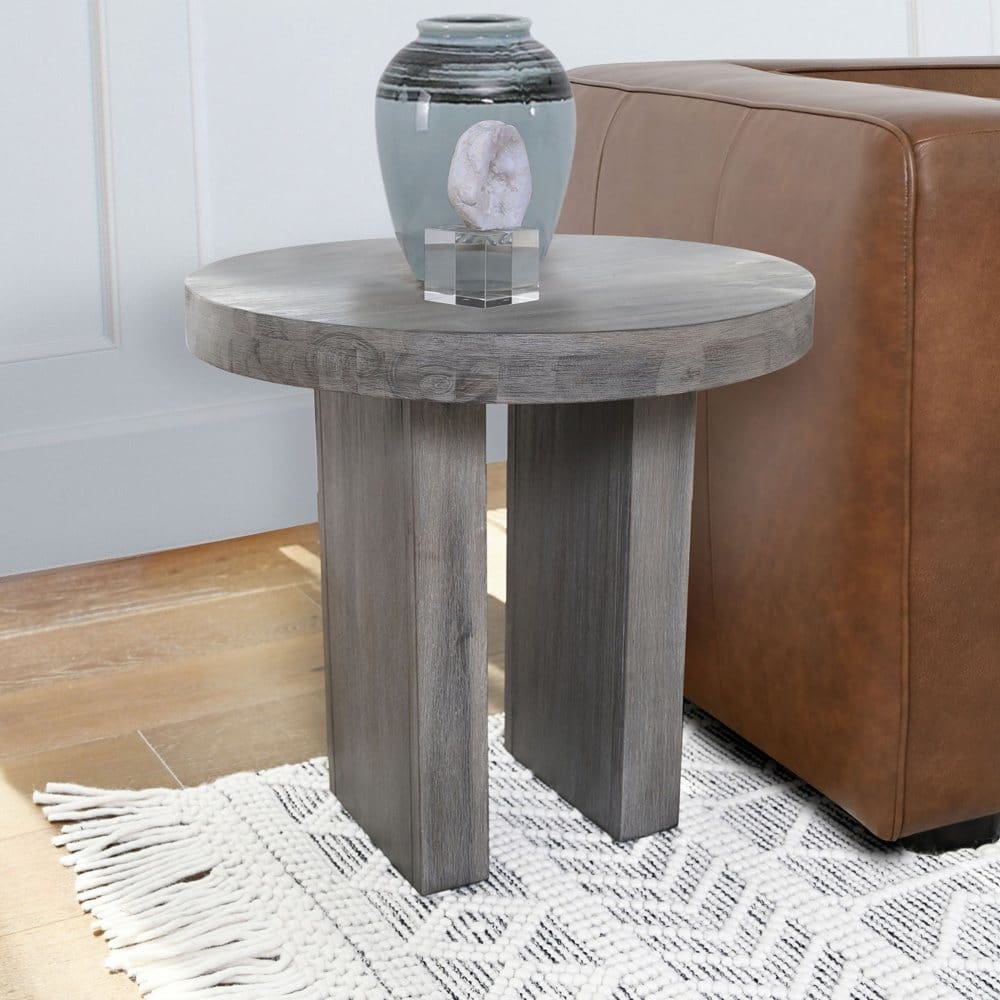 Fairview Round Multi-Room Modern End Table Light Gray - Modern Contemporary - ShelHealth