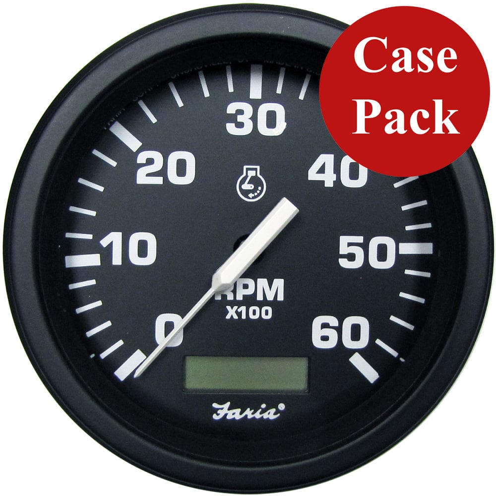 Faria 4" HeavyDuty Tachometer w/ Hourmeter (6000 RPM) Gas Black
