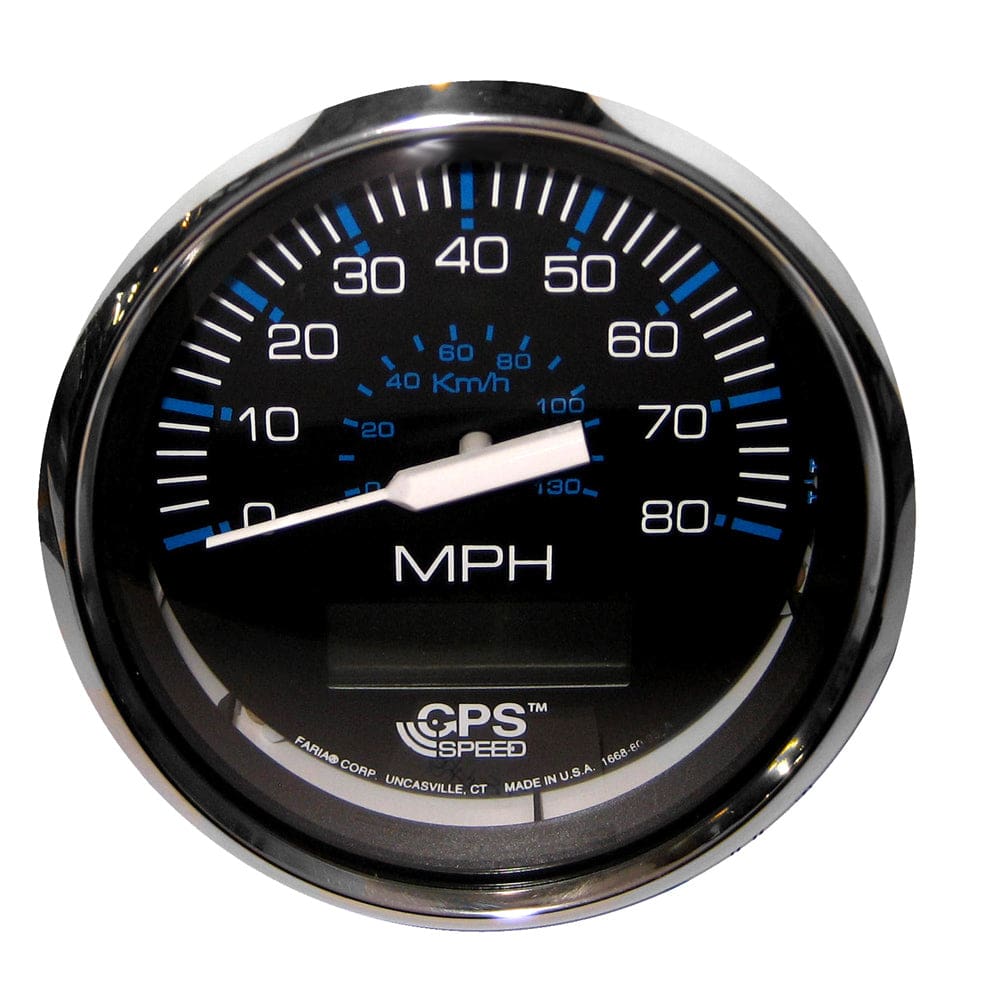 Faria Chesapeake Black 4 Speedometer w/ LCD Heading Display - 80MPH (GPS) - Marine Navigation & Instruments | Gauges,Boat Outfitting |