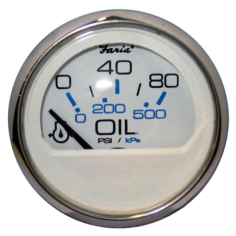 Faria Chesapeake White SS 2 Oil Pressure Gauge (80 PSI) - Marine Navigation & Instruments | Gauges,Boat Outfitting | Gauges - Faria Beede