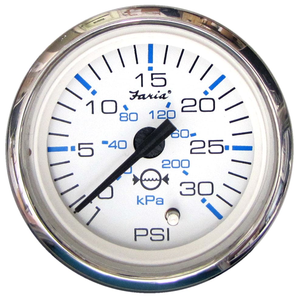 Faria Chesapeake White SS 2 Water Pressure Gauge (30 PSI) - Marine Navigation & Instruments | Gauges,Boat Outfitting | Gauges - Faria Beede