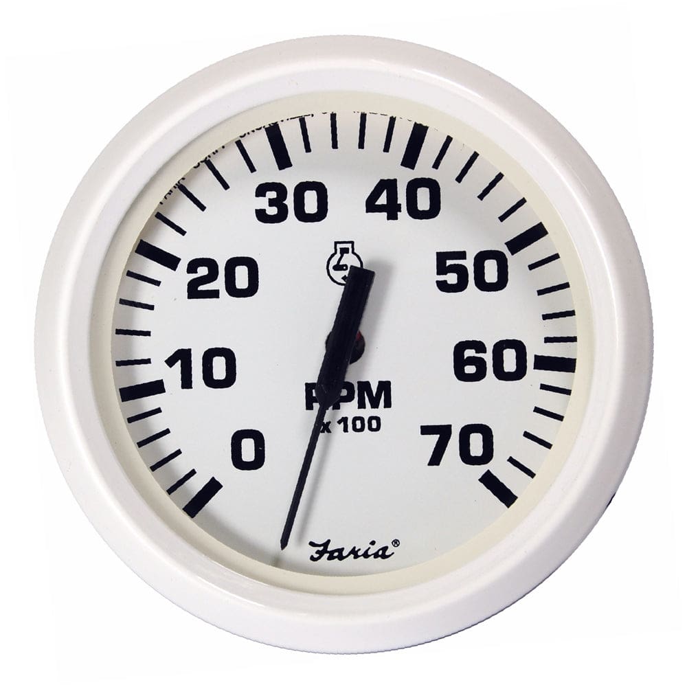 Faria Dress White 4 Tachometer - 7000 RPM (Gas) (All Outboards) - Marine Navigation & Instruments | Gauges,Boat Outfitting | Gauges - Faria