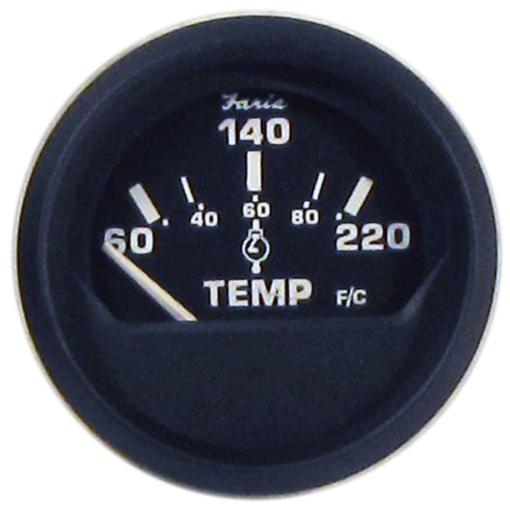 Faria Euro Black 2 Cylinder Head Temperature Gauge (60 to 220° F) with Sender - Marine Navigation & Instruments | Gauges,Boat Outfitting |