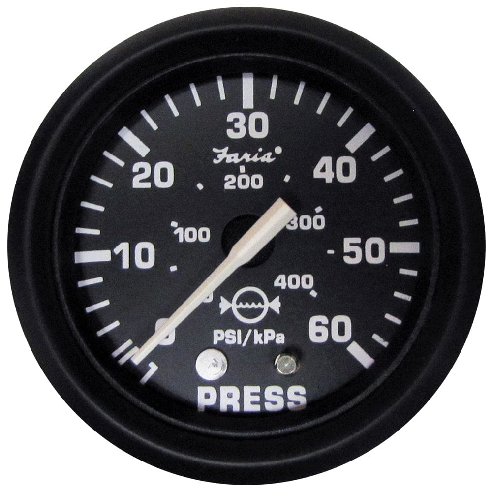 Faria Euro Black 2 Water Pressure Gauge (60 PSI) - Marine Navigation & Instruments | Gauges,Boat Outfitting | Gauges - Faria Beede