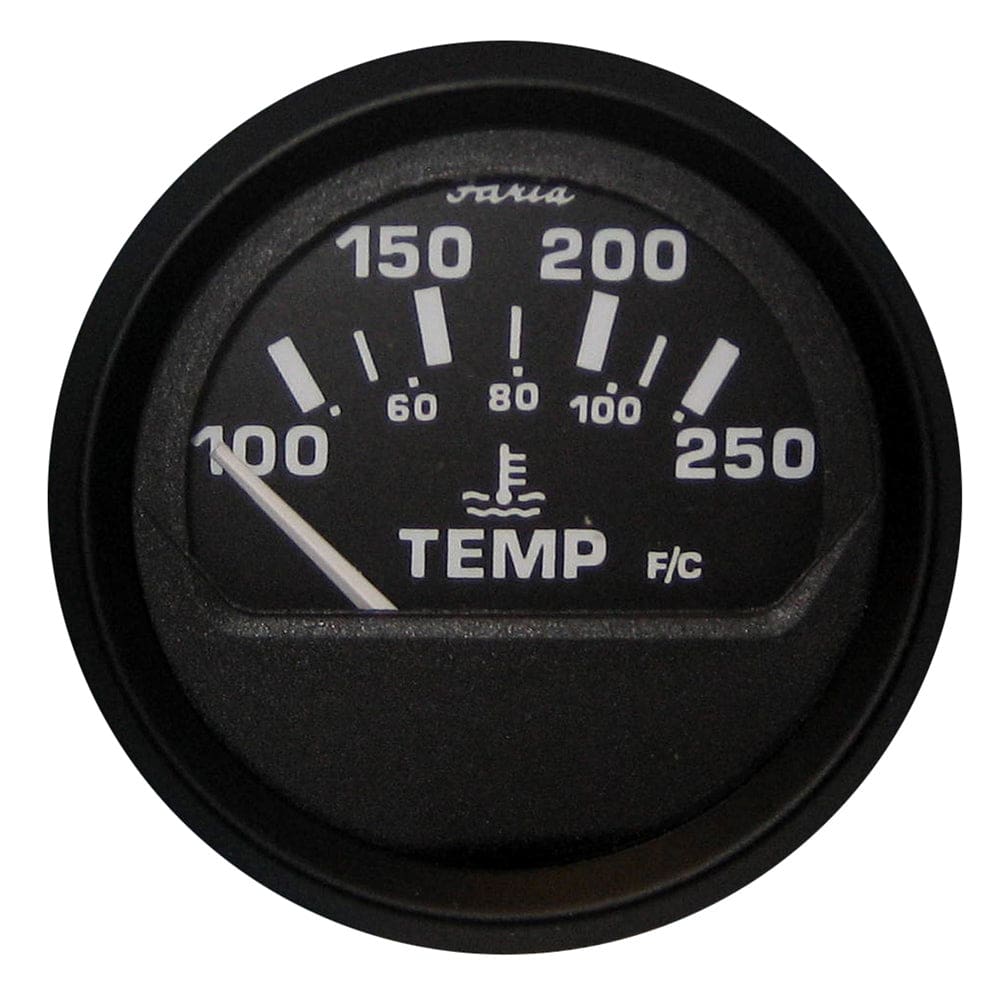 Faria Euro Black 2 Water Temperature Gauge (100-250°F) - Marine Navigation & Instruments | Gauges,Boat Outfitting | Gauges - Faria Beede