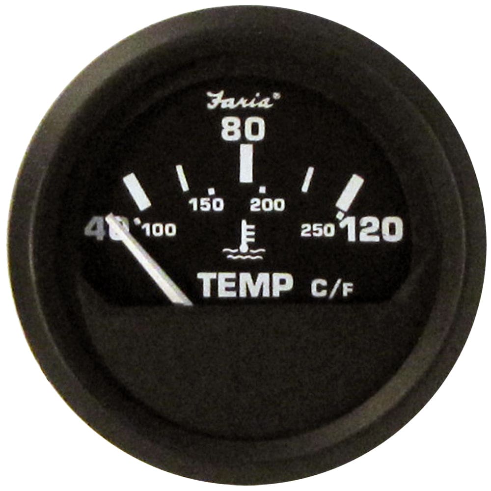 Faria Euro Black 2 Water Temperature Gauge - Metric (40 to 120° C) - Marine Navigation & Instruments | Gauges,Boat Outfitting | Gauges -