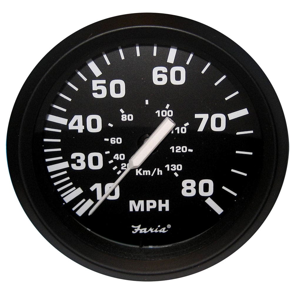 Faria Euro Black 4 Speedometer - 80MPH (Pitot) - Marine Navigation & Instruments | Gauges,Boat Outfitting | Gauges - Faria Beede Instruments