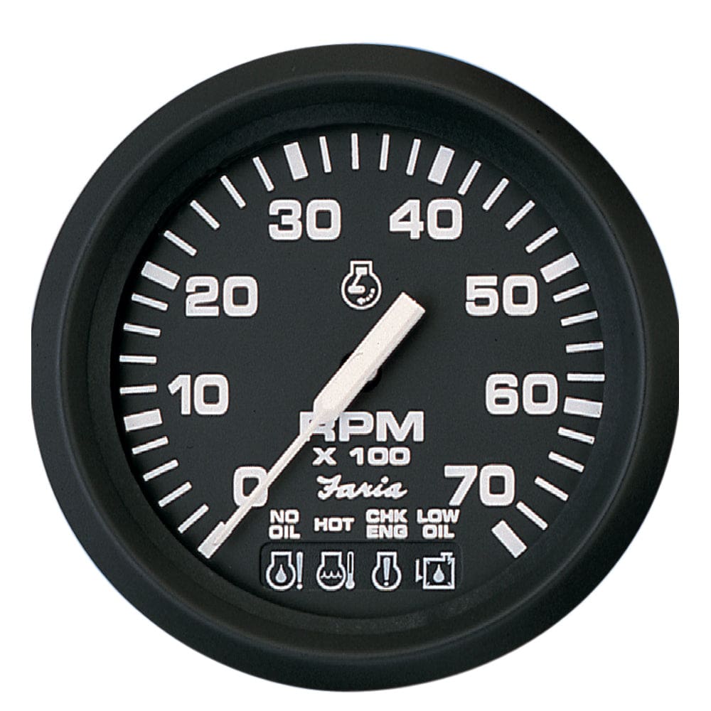 Faria Euro Black 4 Tachometer w/ Systemcheck 7000 RPM (Gas) f/ Johnson / Evinrude Outboard) - Marine Navigation & Instruments | Gauges,Boat