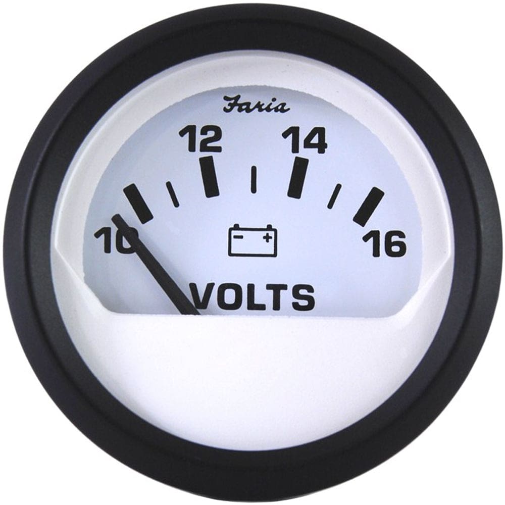 Faria Euro White 2 Voltmeter (10-16 VDC) - Marine Navigation & Instruments | Gauges,Boat Outfitting | Gauges - Faria Beede Instruments