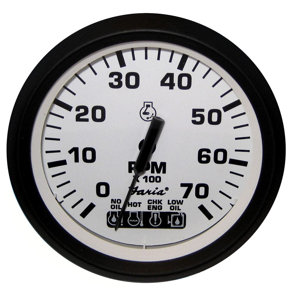 Faria Euro White 4 Tachometer w/ SystemCheck Indicator 7000 RPM (Gas) (Johnson / Evinrude Outboard) - Marine Navigation & Instruments |