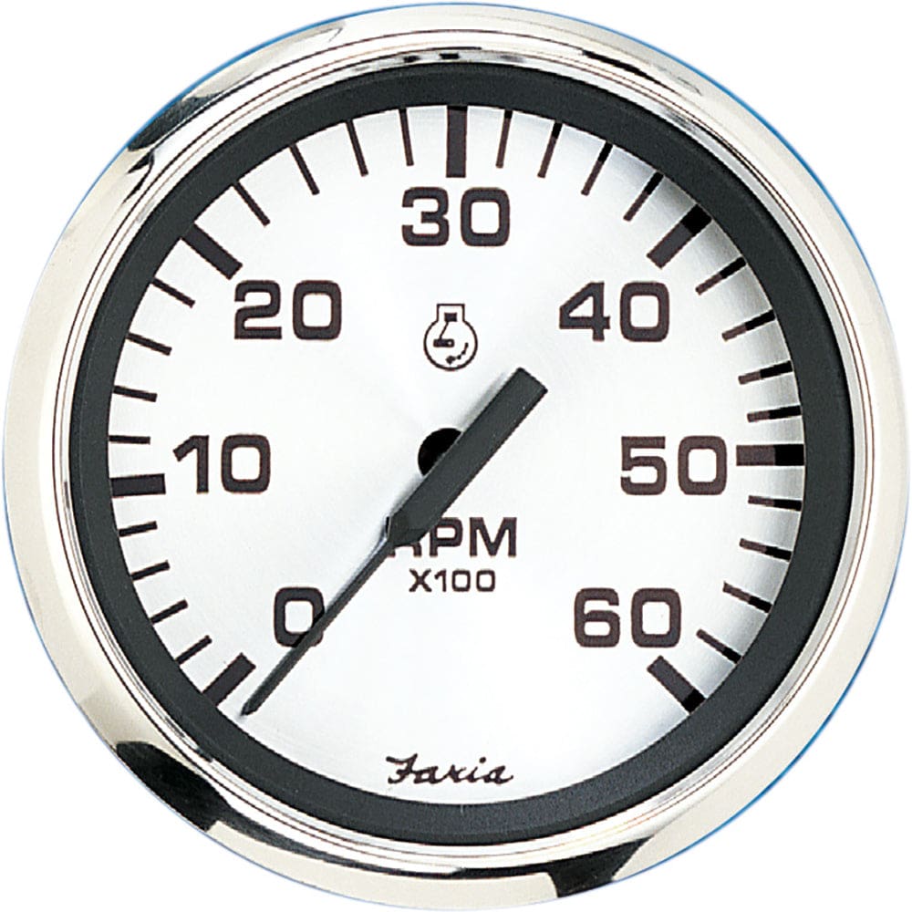 Faria Spun Silver 4 Tachometer (6000 RPM) (Gas Inboard & I/ O) - Marine Navigation & Instruments | Gauges,Boat Outfitting | Gauges - Faria