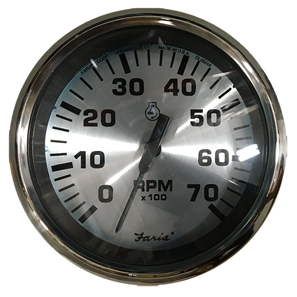 Faria Spun Silver 4 Tachometer (7000 RPM) (Outboard) - Marine Navigation & Instruments | Gauges,Boat Outfitting | Gauges - Faria Beede