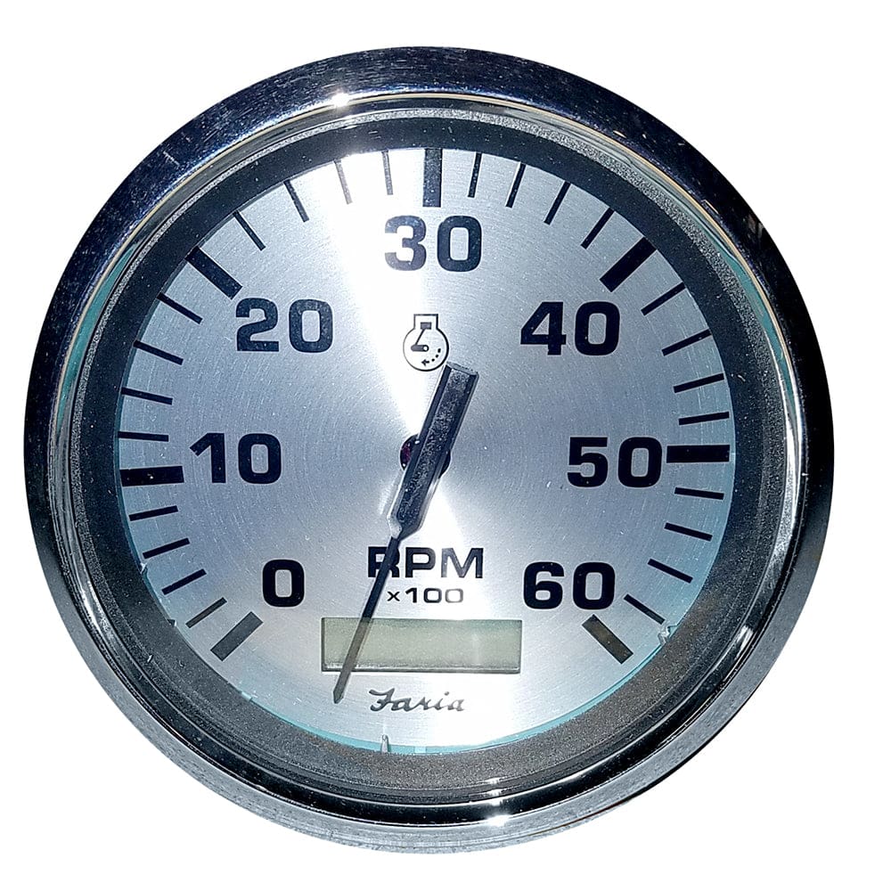 Faria Spun Silver 4 Tachometer w/ Hourmeter (6000 RPM) (Gas Inboard) - Marine Navigation & Instruments | Gauges,Boat Outfitting | Gauges -