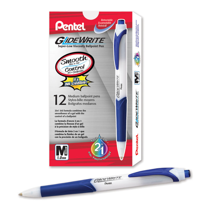 Glidewrite Ballpoint Pen Blu 1Dz 1.0Mm Medium with Techniflo (Pack of 2)