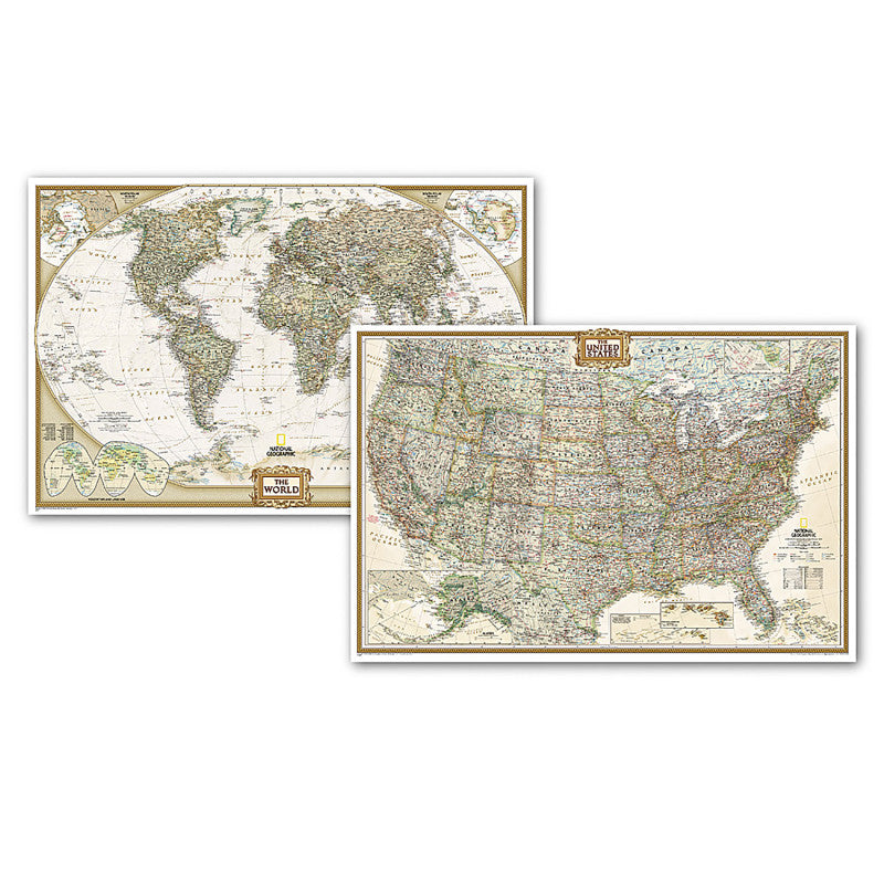 World & Us Executive Poster Size Map Pack Bundle