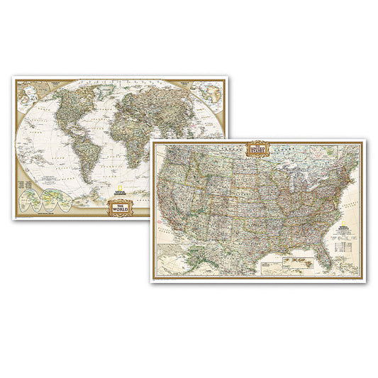 World & Us Executive Poster Size Map Pack Bundle
