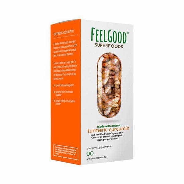 FEELGOOD ORGANIC SUPERFOODS Feelgood Organic Superfoods Turmeric Curcumin, 90 Cp