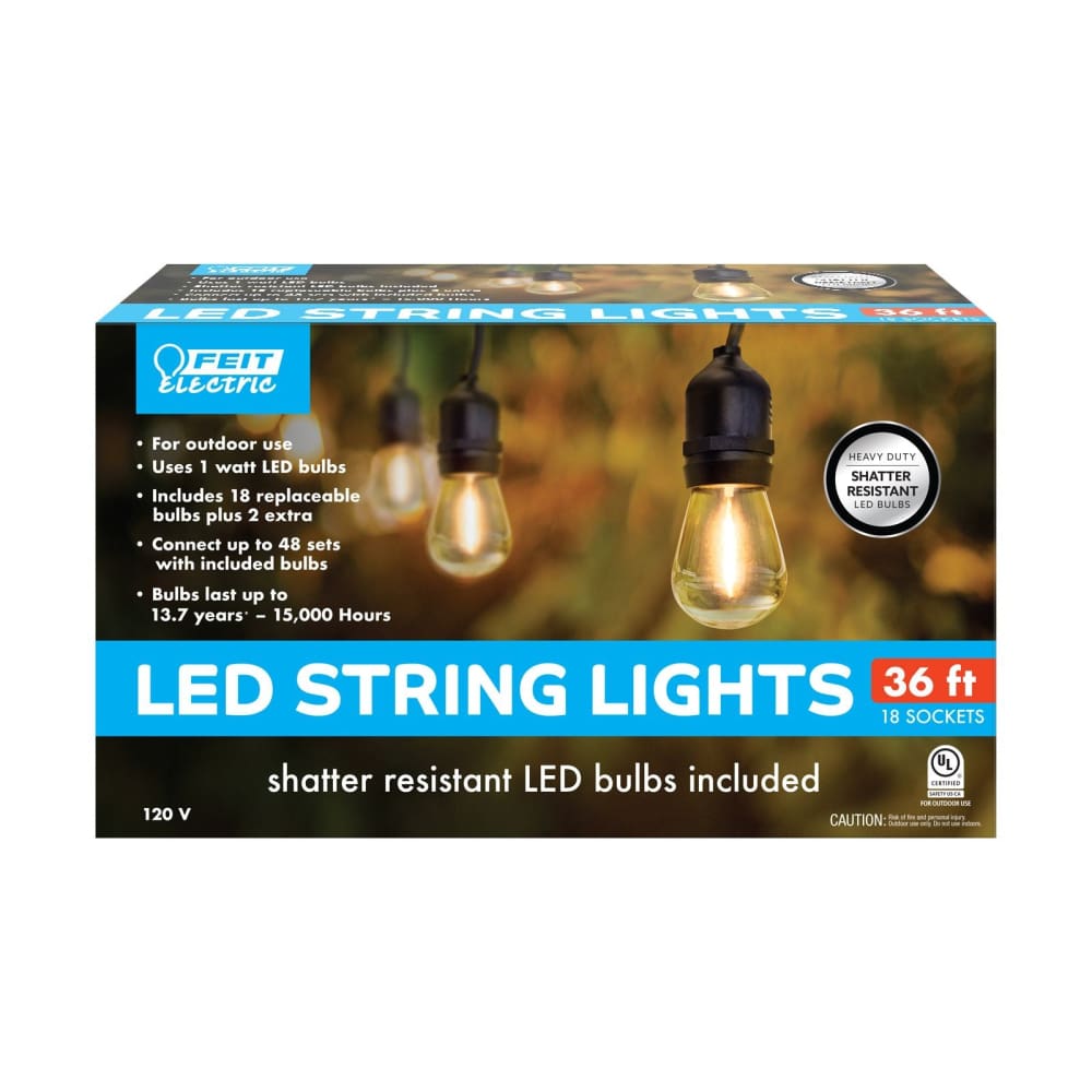 Feit Electric 36’ LED String Lights 18 Socket - Feit Electric Co. Inc.