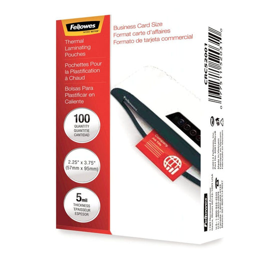 Fellowes - Laminating Pouches 5mil 2 1/4 x 3 3/4 Business Card - 100/Pack - Laminating Machines & Supplies - Fellowes