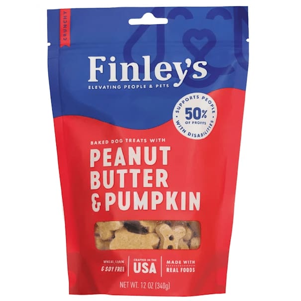 FINLEYS Pet > Dog Treats FINLEYS: Peanut Butter Pumpkin Crunchy Dog Biscuits, 12 oz