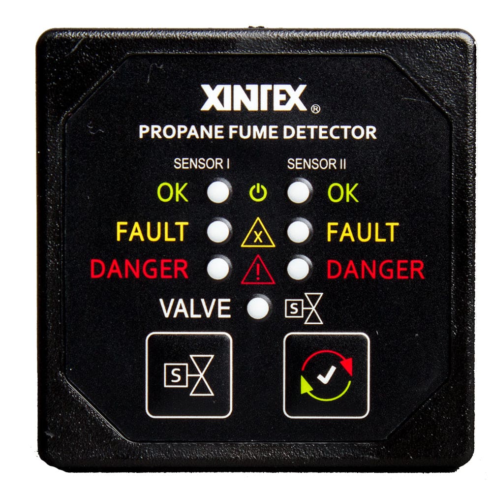 Fireboy-Xintex Propane Fume Detector w/ 2 Plastic Sensors - No Solenoid Valve - Square Black Bezel Display - Marine Safety | Fume Detectors