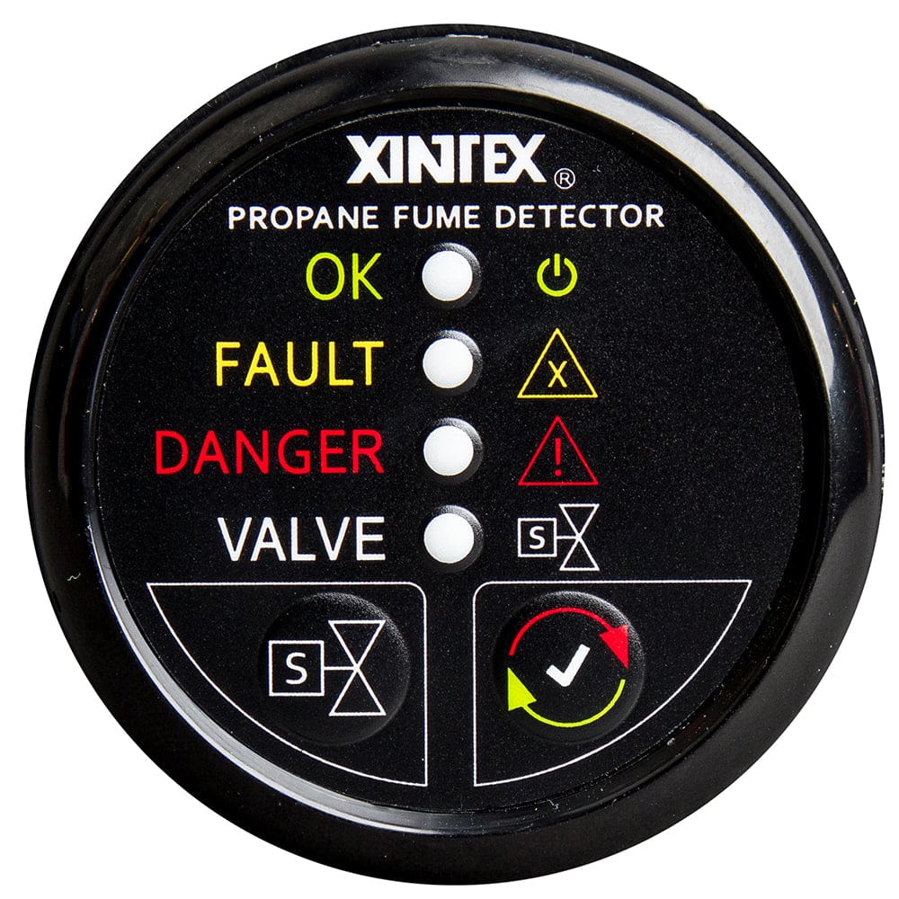 Fireboy-Xintex Propane Fume Detector w/ Plastic Sensor & Solenoid Valve - Black Bezel Display - Marine Safety | Fume Detectors -