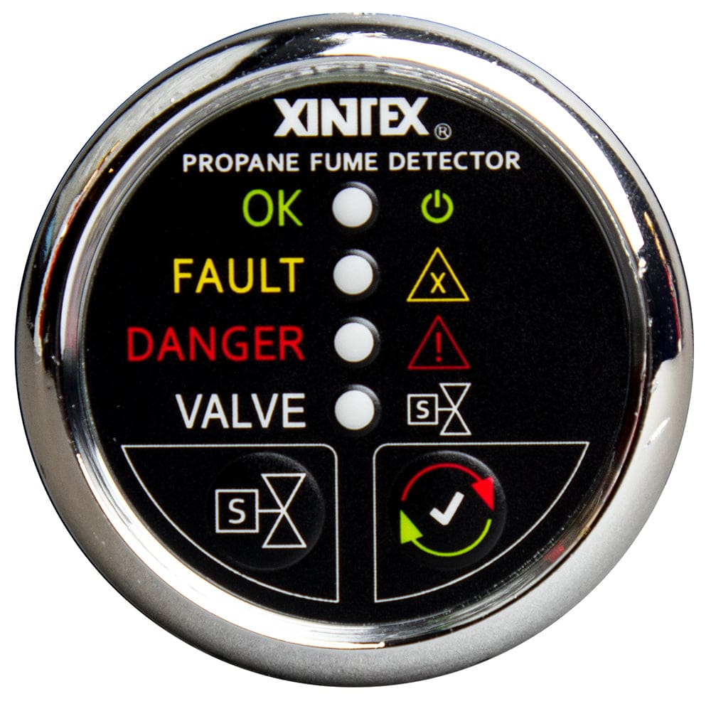 Fireboy-Xintex Propane Fume Detector w/ Plastic Sensor & Solenoid Valve - Chrome Bezel Display - Marine Safety | Fume Detectors -