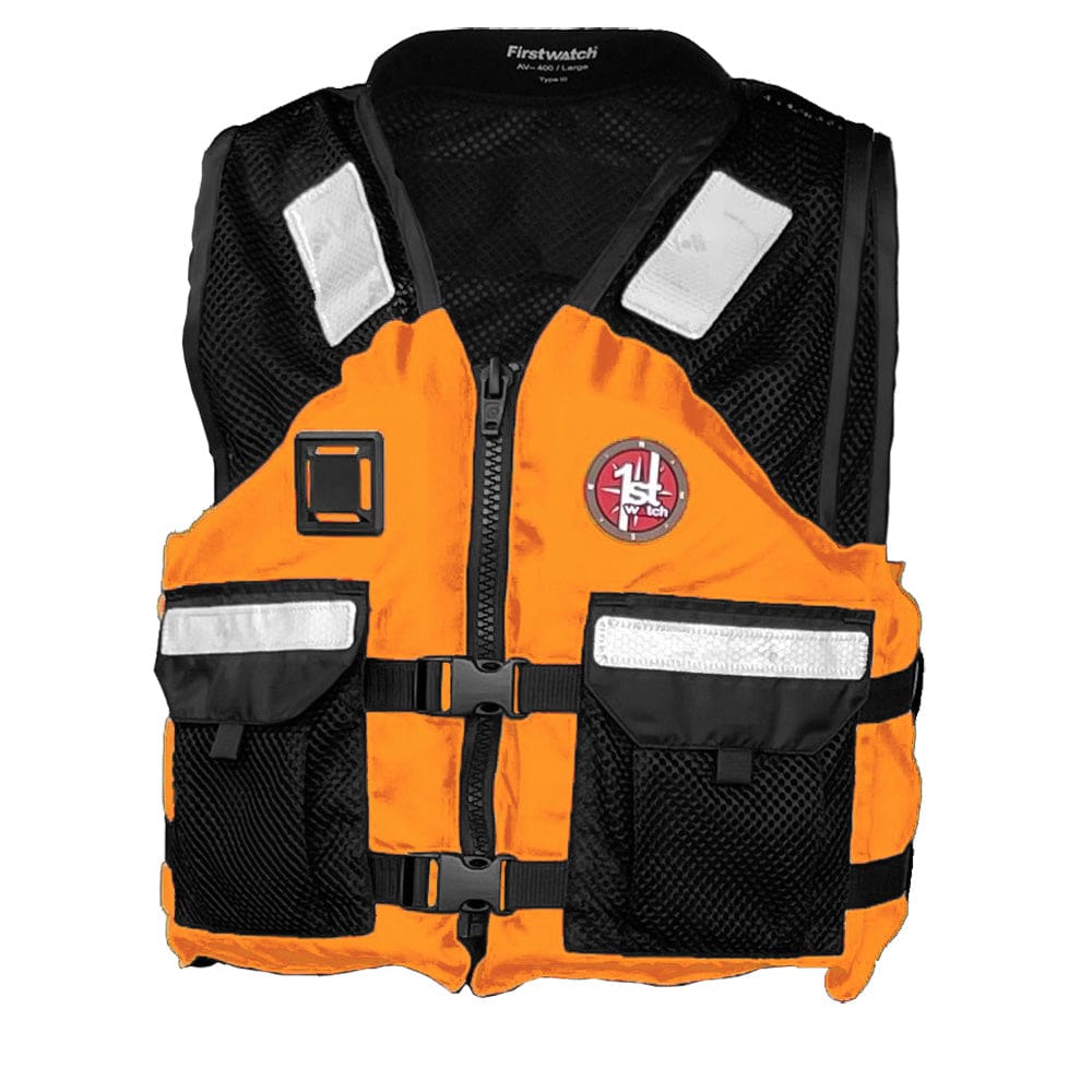 First Watch AV-5001 Mesh Crew Vest Hi-Vis - Orange/ Black - S/ M - Marine Safety | Personal Flotation Devices - First Watch