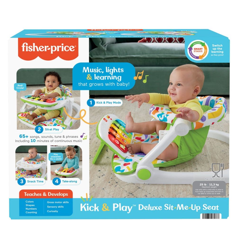 Fisher-Price Kick & Play Deluxe Sit-Me-Up Floor Seat with Piano Learning Toy & Snack Tray - Baby Activities & Toys - Fisher-Price