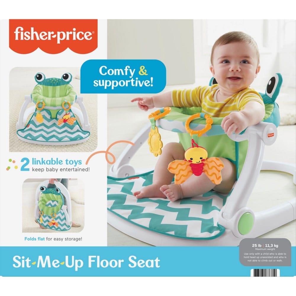 Fisher-Price Sit-Me-Up Floor Seat with 2 Linkable Toys Citrus Frog - Baby Activities & Toys - Fisher-Price