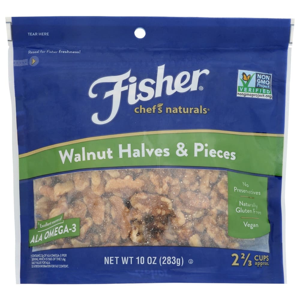 FISHER: Walnut Halves & Pieces 10 oz (Pack of 4) - Snacks > Nuts - FISHER