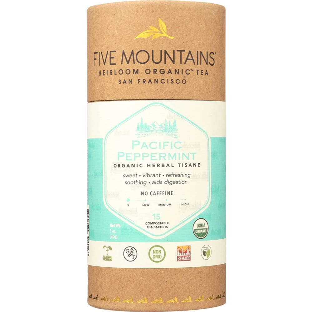 FIVE MOUNTAINS: Organic Pacific Peppermint Tea 15 bg (Pack of 4) - Beverages > Coffee Tea & Hot Cocoa - FIVE MOUNTAINS