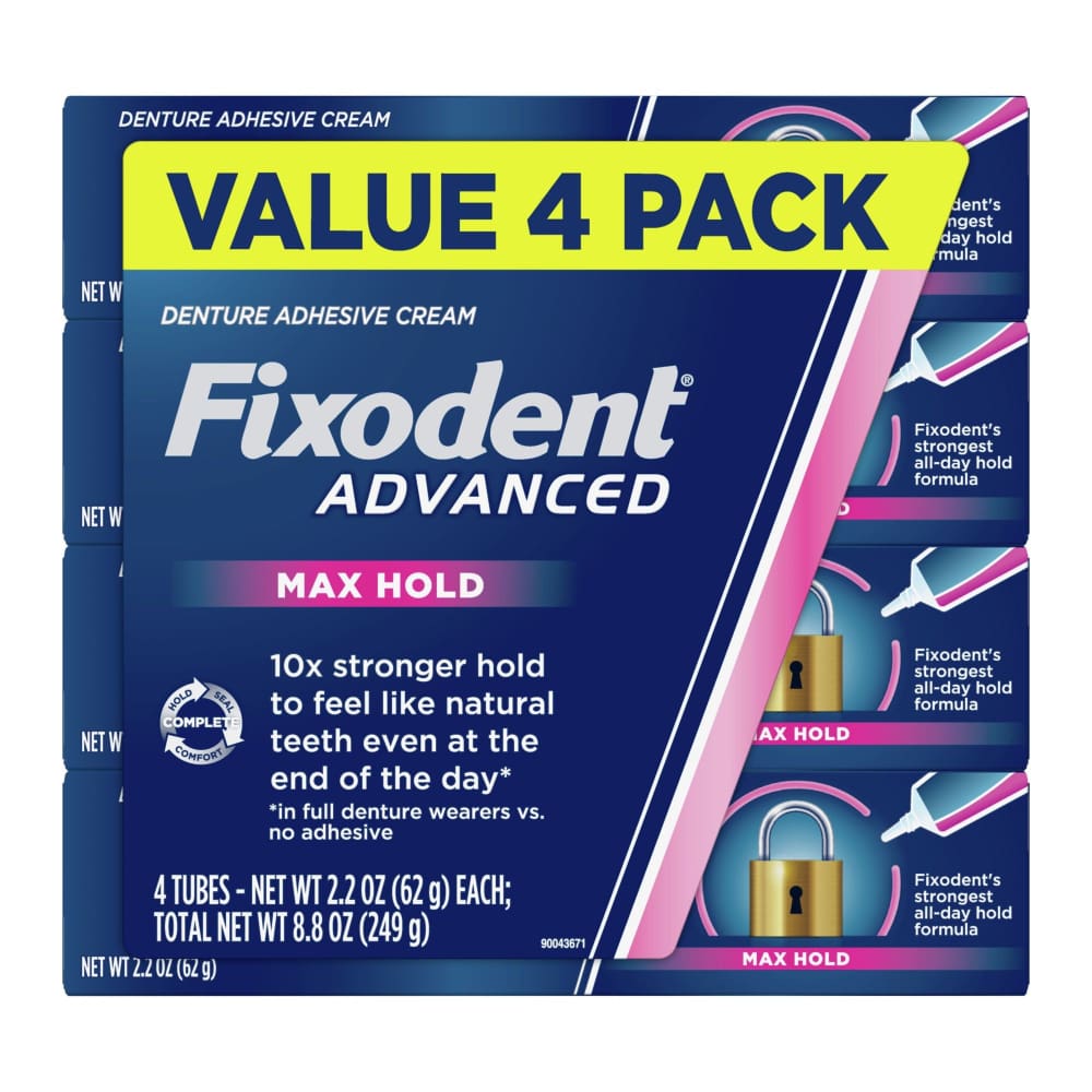 Fixodent Advanced Max Hold Denture Adhesive 4 pk./2.2 oz. - Fixodent