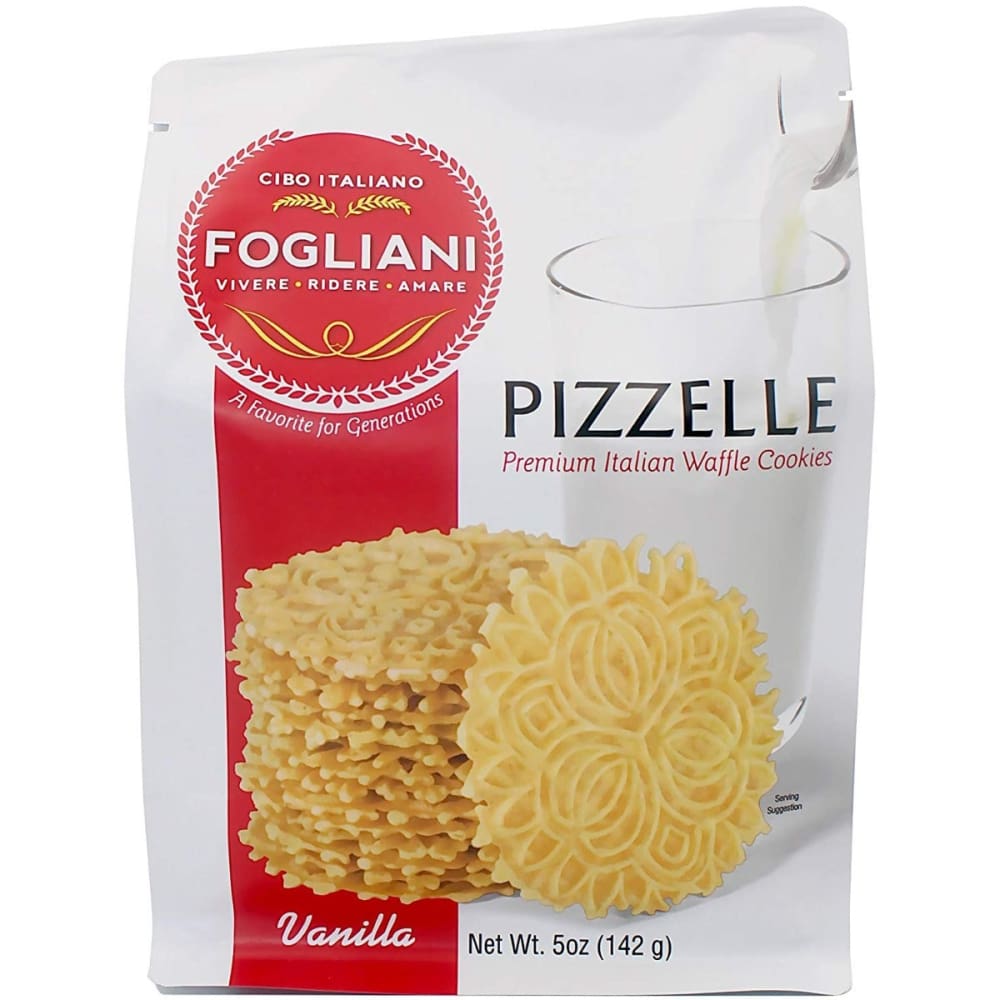 FOGLIANI FOOD COMPANY: Vanilla Pizzelle Waffle Cookies 5 oz (Pack of 4) - FOGLIANI FOOD COMPANY