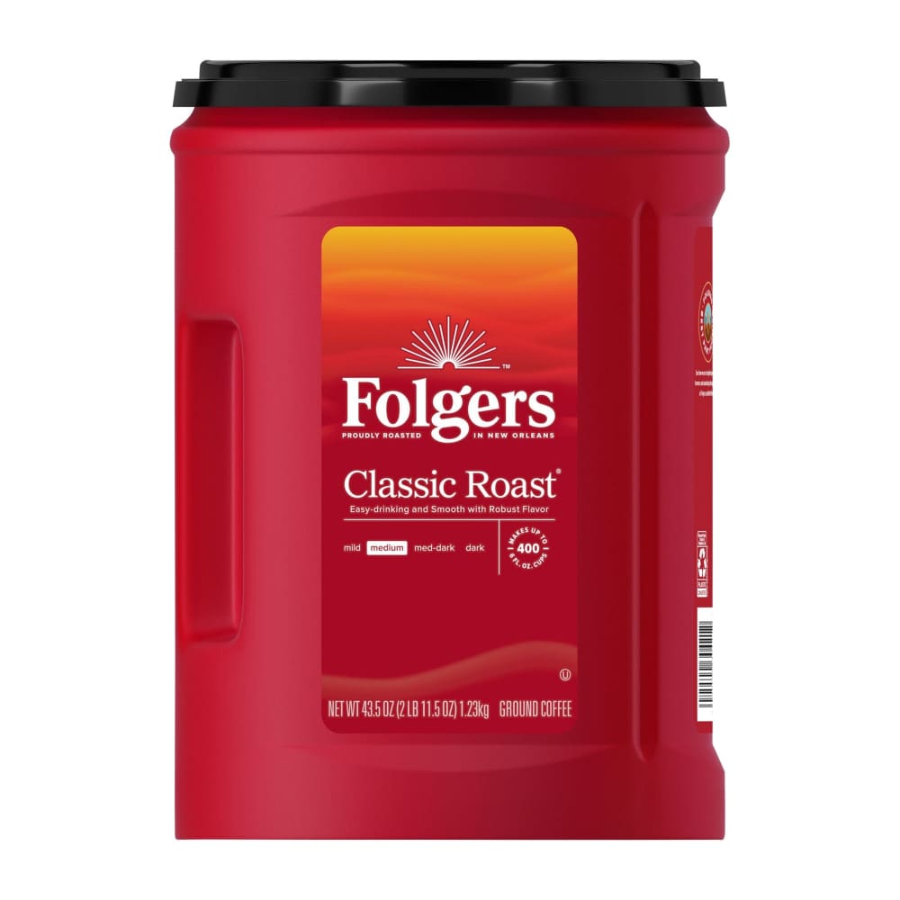Folgers Classic Roast Ground Coffee 43.5 oz. - Home/Grocery Household & Pet/Coffee Tea & Creamer/Coffee/ - Unbranded
