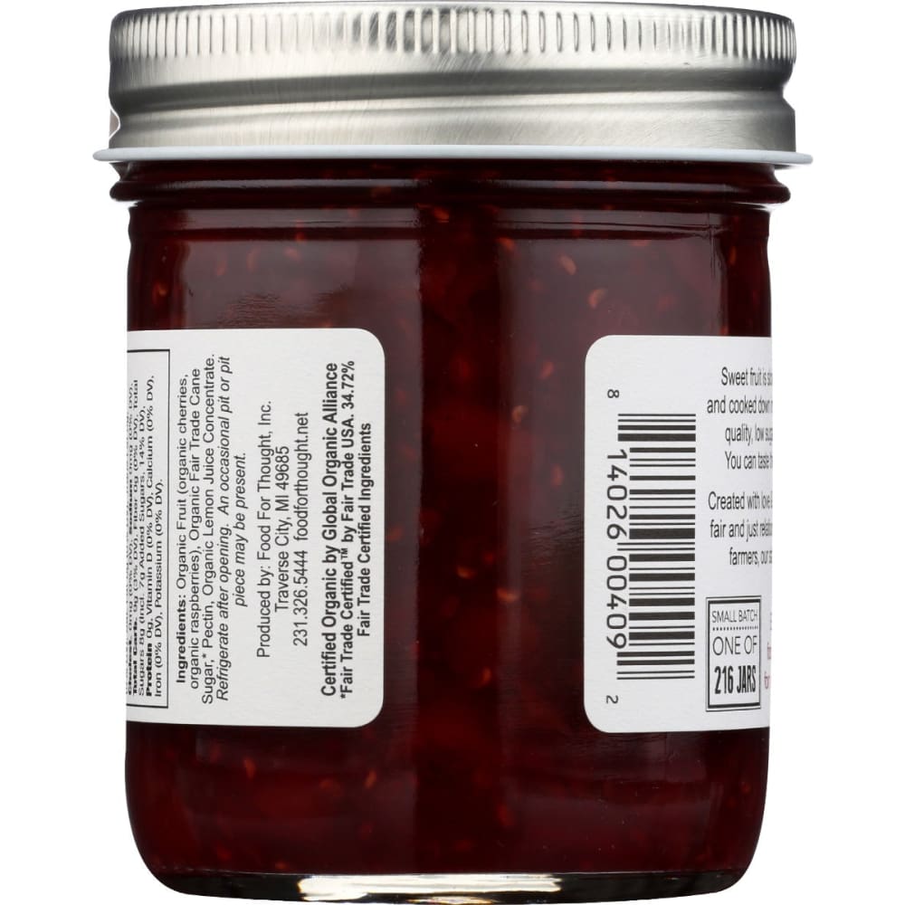FOOD FOR THOUGHT: Organic Cherry Raspberry Preserves 9 oz - Grocery > Chocolate Desserts and Sweets > Dessert Toppings - FOOD FOR THOUGHT