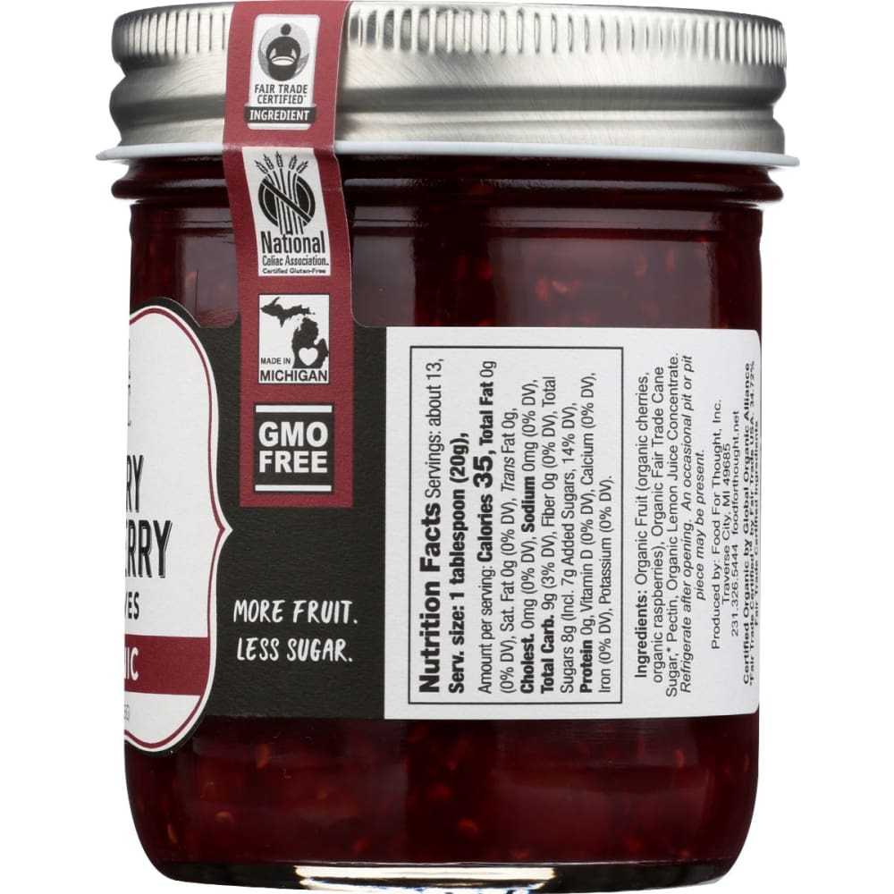 FOOD FOR THOUGHT: Organic Cherry Raspberry Preserves 9 oz - Grocery > Chocolate Desserts and Sweets > Dessert Toppings - FOOD FOR THOUGHT